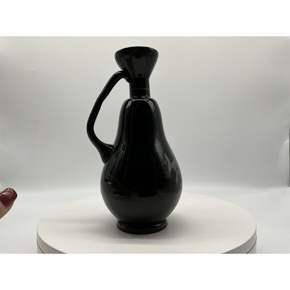 Antique Czechoslovakia Black Amethyst Vase w/ Silver Overlay Art Nouveau Style - Picture 16 of 16